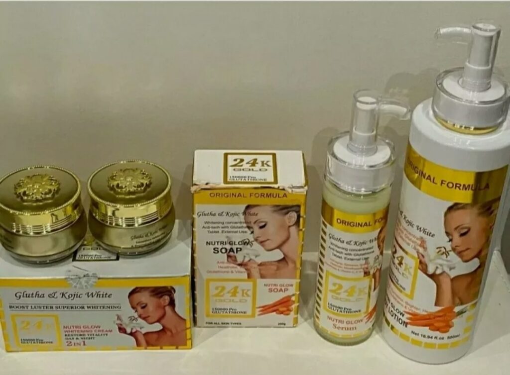 24k gold skincare set 150000 pro glutathione kojic white body lotion