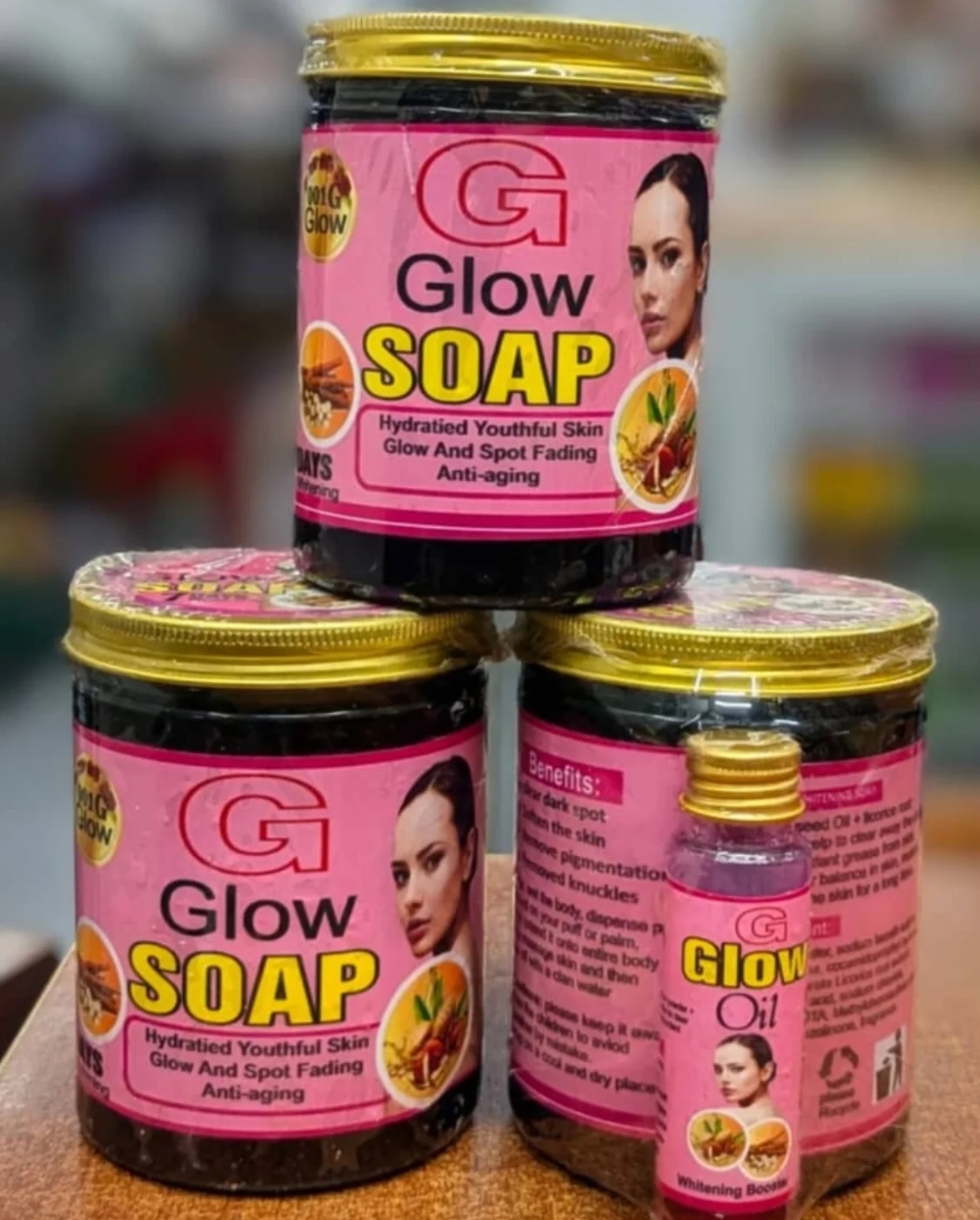 G Glow Soap 7 Days skin whitening & Glow Oil,Spot Fading anti Aging Soap 500g X1.